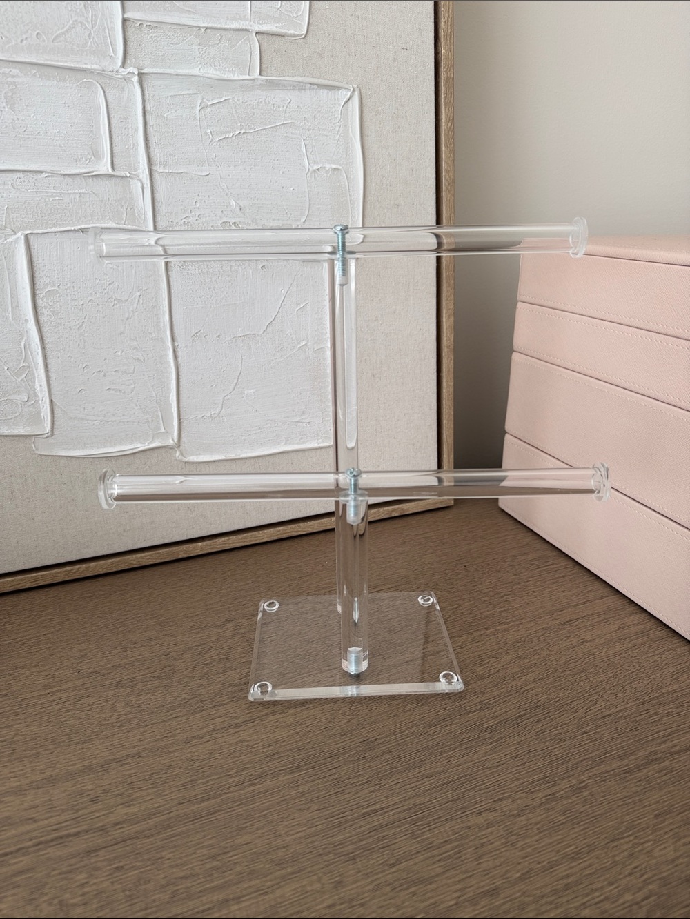 Clear Acrylic Double T-Bar Jewelry Stand